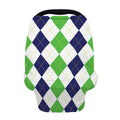 Green White And Navy Argyle Print Baby Seat Cover