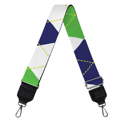 Green White And Navy Argyle Print Bag Strap
