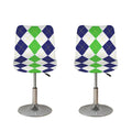 Green White And Navy Argyle Print Bar Stool Covers