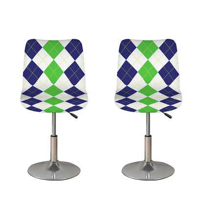 Green White And Navy Argyle Print Bar Stool Covers
