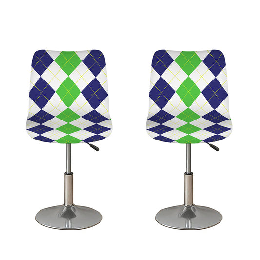 Green White And Navy Argyle Print Bar Stool Covers