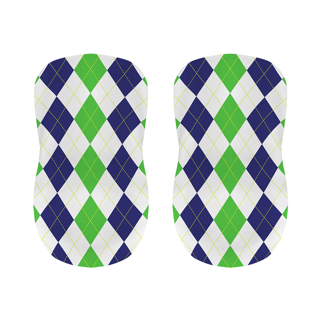 Green White And Navy Argyle Print Bar Stool Covers