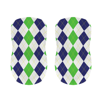Green White And Navy Argyle Print Bar Stool Covers