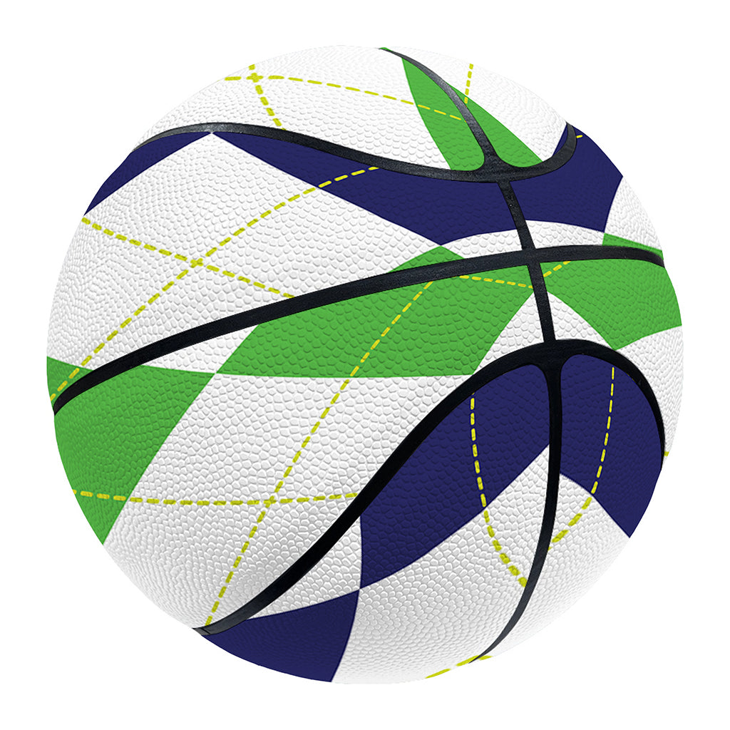 Green White And Navy Argyle Print Basketball