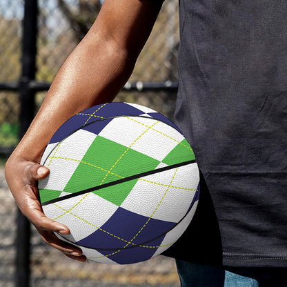Green White And Navy Argyle Print Basketball