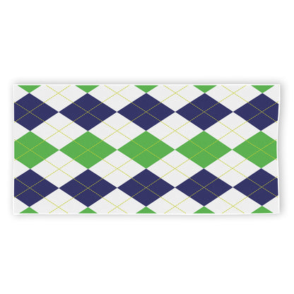 Green White And Navy Argyle Print Beach Towel
