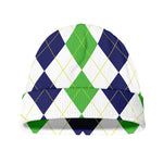 Green White And Navy Argyle Print Beanie