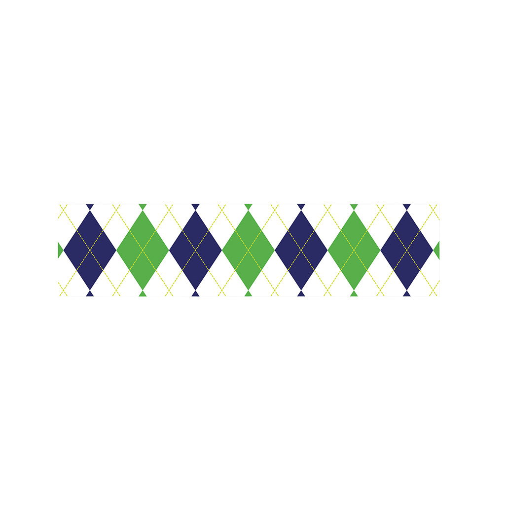 Green White And Navy Argyle Print Bed Runner