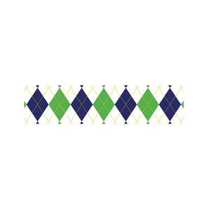 Green White And Navy Argyle Print Bed Runner