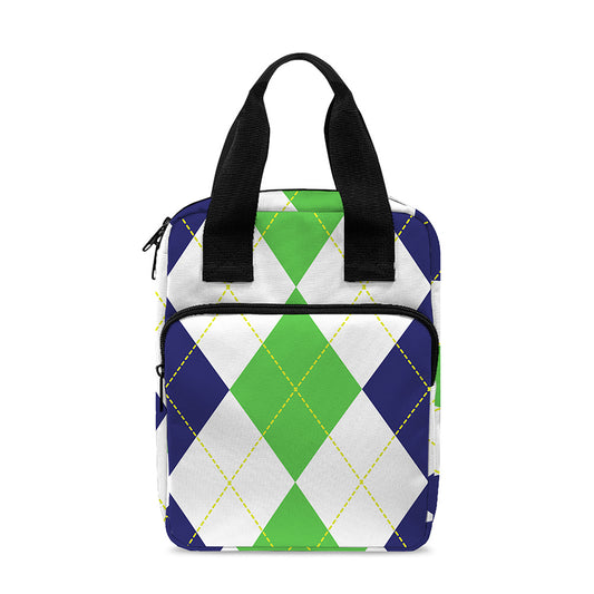 Green White And Navy Argyle Print Bible Tote Bag