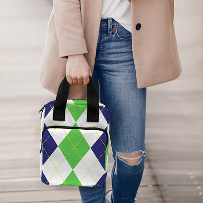 Green White And Navy Argyle Print Bible Tote Bag