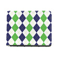 Green White And Navy Argyle Print Bifold Wallet