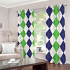 Green White And Navy Argyle Print Blackout Grommet Curtains