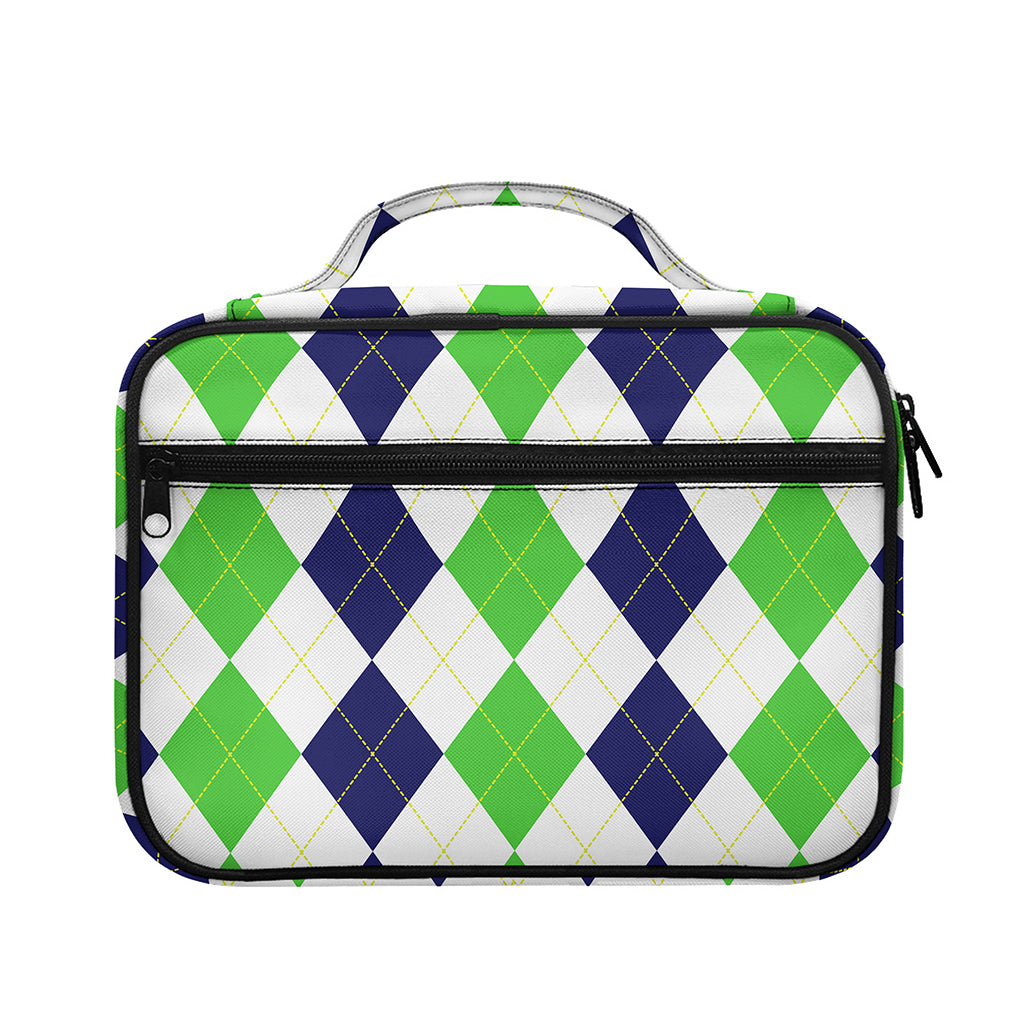 Green White And Navy Argyle Print Briefcase Bible Bag