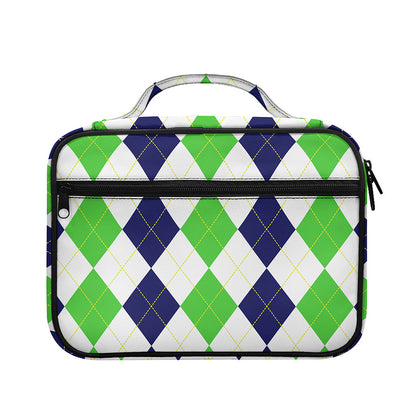 Green White And Navy Argyle Print Briefcase Bible Bag