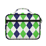 Green White And Navy Argyle Print Briefcase Bible Bag