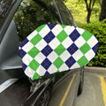 Green White And Navy Argyle Print Car Side Mirror Covers