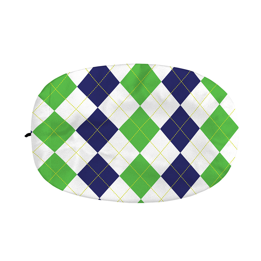 Green White And Navy Argyle Print Car Side Mirror Covers