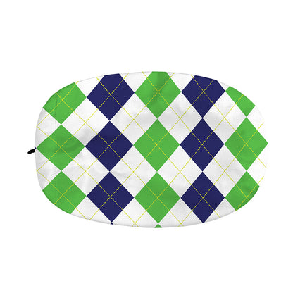 Green White And Navy Argyle Print Car Side Mirror Covers
