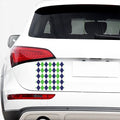 Green White And Navy Argyle Print Car Sticker