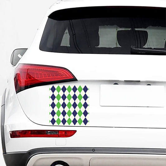 Green White And Navy Argyle Print Car Sticker