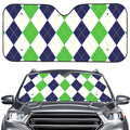 Green White And Navy Argyle Print Car Windshield Sun Shade