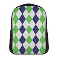 Green White And Navy Argyle Print Casual Backpack