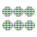 Green White And Navy Argyle Print Coaster Set