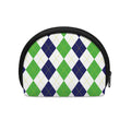Green White And Navy Argyle Print Coin Purse