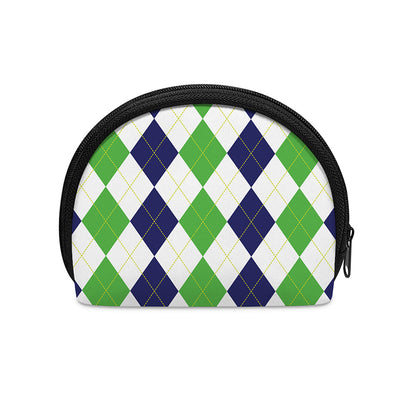 Green White And Navy Argyle Print Coin Purse