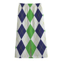 Green White And Navy Argyle Print Cotton Front Slit Maxi Skirt