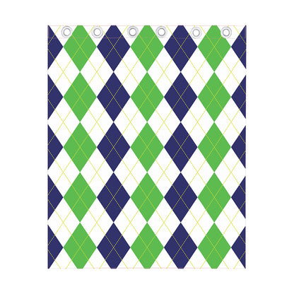 Green White And Navy Argyle Print Curtain