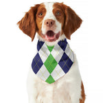 Green White And Navy Argyle Print Dog Bandana