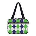 Green White And Navy Argyle Print Double Strap Bible Bag