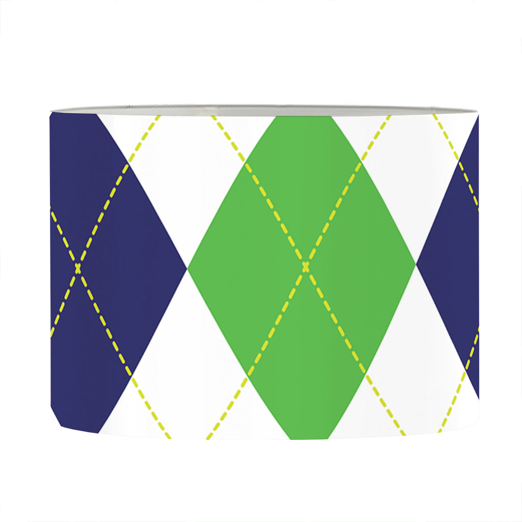 Green White And Navy Argyle Print Drum Lamp Shade