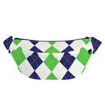 Green White And Navy Argyle Print Fanny Pack