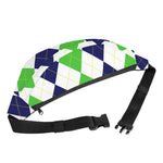Green White And Navy Argyle Print Fanny Pack