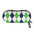 Green White And Navy Argyle Print Glasses Case