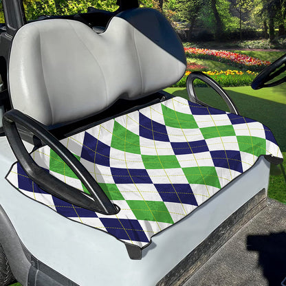 Green White And Navy Argyle Print Golf Cart Seat Cover