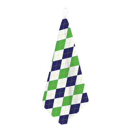 Green White And Navy Argyle Print Hand Towel