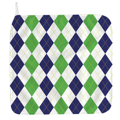 Green White And Navy Argyle Print Hand Towel