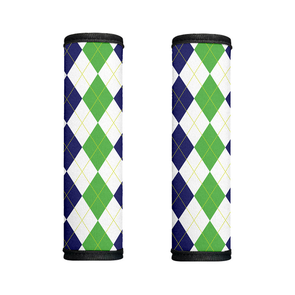 Green White And Navy Argyle Print Handle Covers
