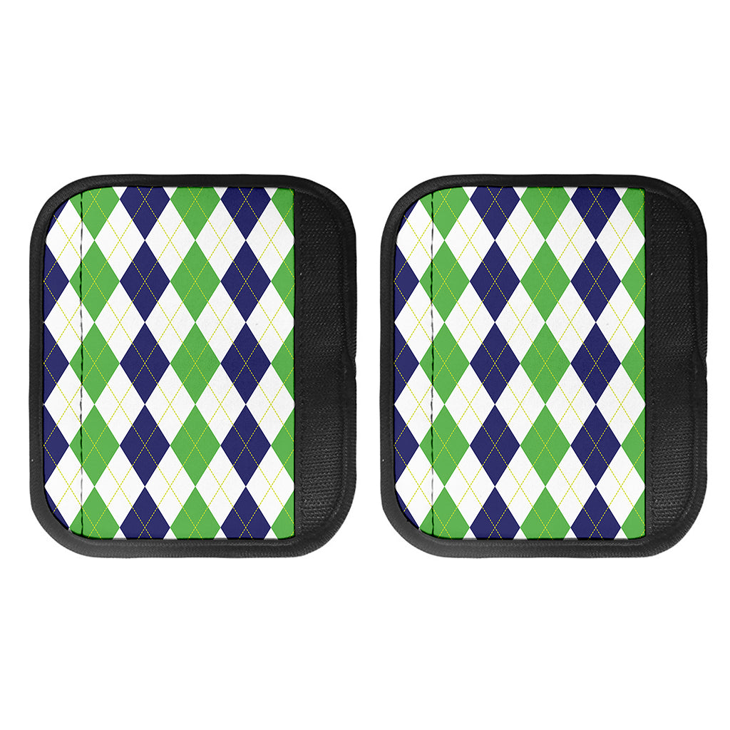 Green White And Navy Argyle Print Handle Covers