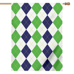 Green White And Navy Argyle Print House Flag