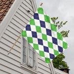 Green White And Navy Argyle Print House Flag