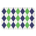 Green White And Navy Argyle Print Indoor Door Mat