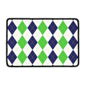 Green White And Navy Argyle Print Kitchen Mat