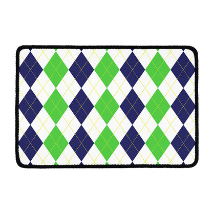 Green White And Navy Argyle Print Kitchen Mat