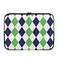Green White And Navy Argyle Print Laptop Sleeve