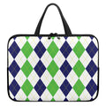 Green White And Navy Argyle Print Laptop Sleeve With Handle